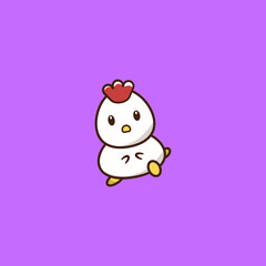 Chicken walking Cute Icon, Logo, and illustration Vector