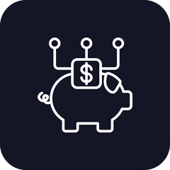 Digital piggy bank Icons with black filled outline style