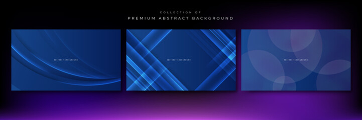 Set of abstract dark blue 3d background