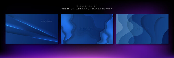 Set of abstract dark blue 3d background