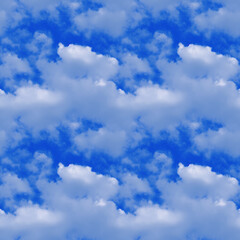Naklejka na ściany i meble Blue sky background with clouds. Seamless illustration