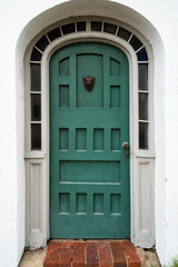 Green door archway at the Oldest House in St. Augustine, Florida