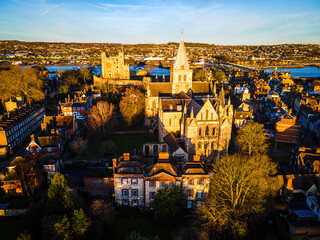 Obraz premium Aerial view of Rochester, a commuter town in the unitary authority of Medway in Kent, England