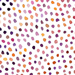Seamless hand painted watercolor pattern with polka dots, abstract loose watercolor background 600 dpi png graphic resources for web, wrapping paper 