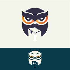 smart simple OWL LOGO CHARACTER - vector ilustration, vector owl logo with editable eps file.