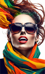 Fototapeta na wymiar Attractive woman portrait wearing sunglasses