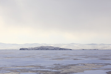 winter landscape olkhon island, lake baikal travel russia