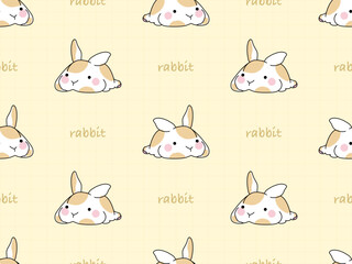 Obraz premium Rabbit cartoon character seamless pattern on yellow background