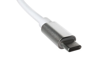 USB type C cable isolated on white. Modern technology