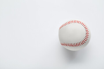 Baseball ball on white background, top view with space for text. Sports game