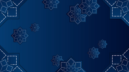 Modern realistic three-dimensional blue and gold arabic islamic ramadan ornamental background