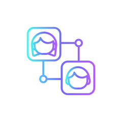 Connection Business People Icons with purple blue outline style