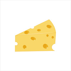 Emmental icon. Cartoon yellow cheese with big holes