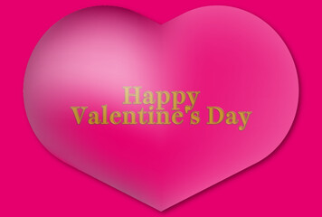 フレーム素材　綺麗な透明のハート　ハッピーバレンタインズデイのロゴ入り