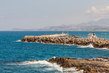 Defensive Sea Wall off the coast of Crete, Greece.