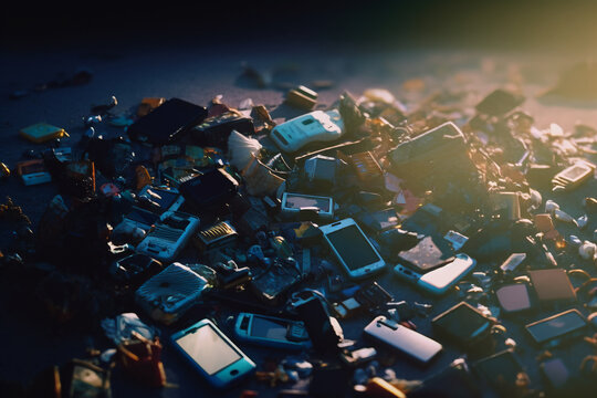 The heap of old waste mobile phones, Generative Ai