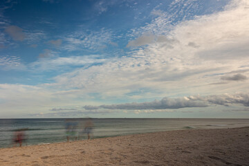 Motion Blur Of People Walking On Fort Lauderdale Beach