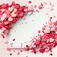 Obraz na płótnie Canvas Greetings Valentine's day card template layout Hearts illustration made with Generative AI 