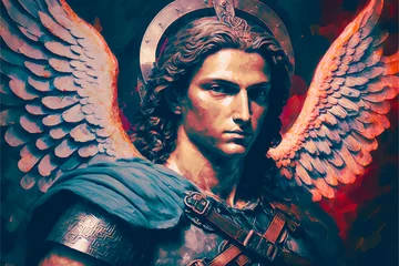 Deurstickers Archangel Michael, of Christianity, Judaism and Islam. Generative AI. © Worldillustrator