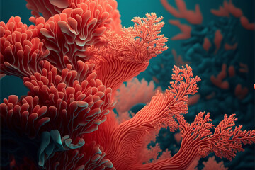 Fototapeta na wymiar Coral color background wallpaper. Generative AI.