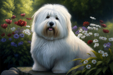 Coton de Tulear, small breed of dog originating in Madagascar. Generative AI.