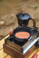 coffee set on the camping table