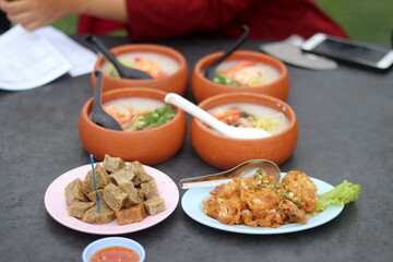 clay pot porridge on the table