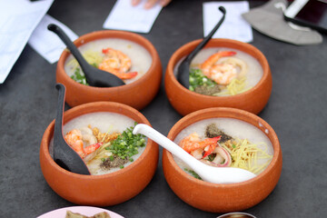 clay pot porridge on the table