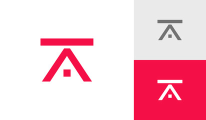 Letter K with house roof  logo design vector