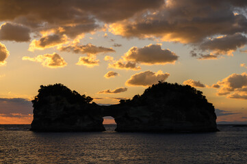円月島　夕日