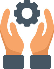 Keep gear solution icon flat vector. Business problem. Teamwork challenge isolated