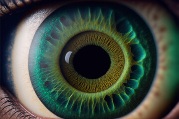 Dilated pupil of a human eye. Generative AI. - obrazy, fototapety, plakaty