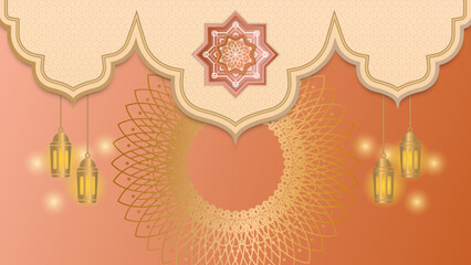 Fototapeta na wymiar Elegant realistic ramadan kareem islamic illustration background for decorative pattern festival card. Arabic ornamental background in paper style