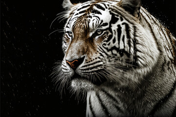 White tiger wallpaper or background. Generative AI.