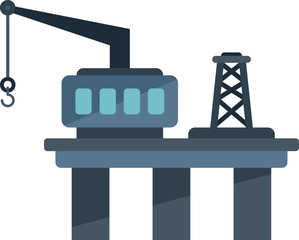 Obraz premium Ship rig icon flat vector. Gas platform. Drill industry isolated