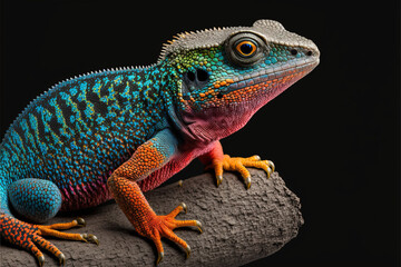 Fototapeta premium iguana on a black background