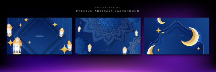 Elegant realistic black and gold ramadan kareem islamic illustration background for decorative pattern festival card. Arabic ornamental background in paper style