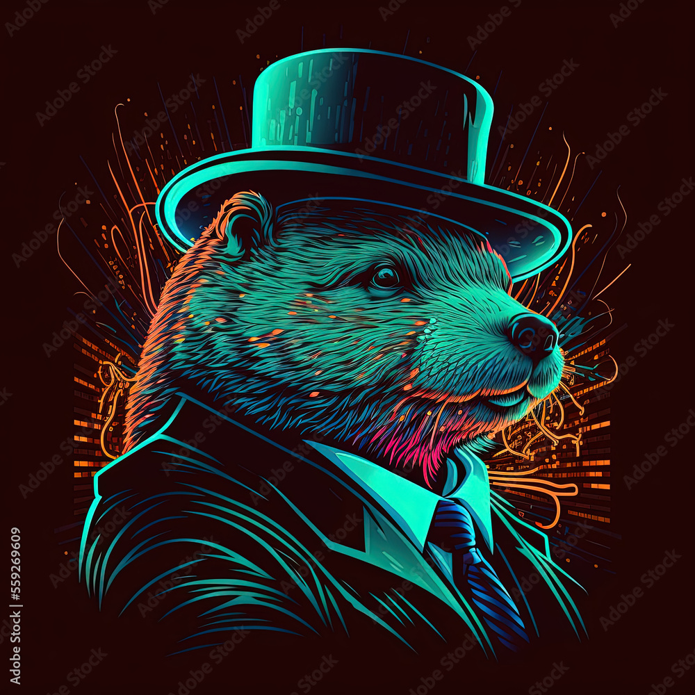 Canvas Prints bear in a hat