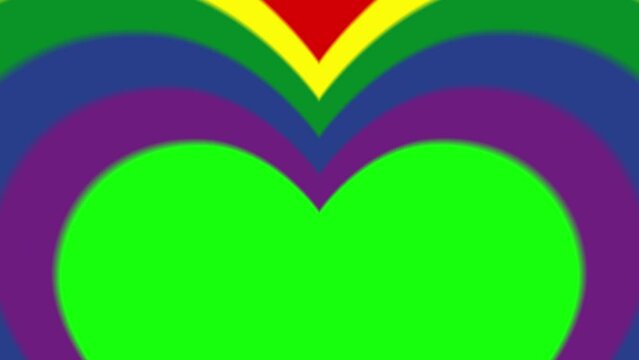 Pride LGBTQ rainbow colors heart zoom transition for videos