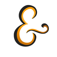Typography script ampersand for wedding invitation, poster, card. Decorative hand drawn symbol