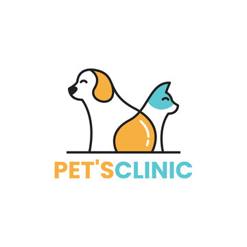logo for pet clinic. the concept is a combination of dogs and cats in one line