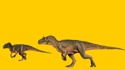 allosaurus isolated on yellow blank background