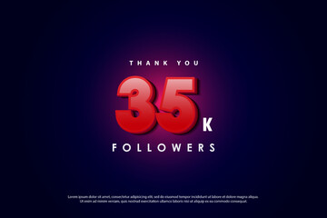 35k followers celebration with bright red light effect.
