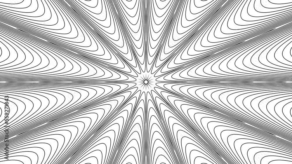 Poster pulsing spider web net sun pattern on white background. flowers tile filled pattern background loop.