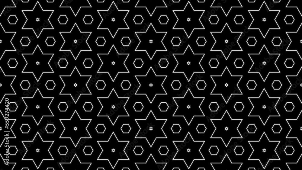 Poster pulsing david star pattern on black background loop. creative hypnotic design backdrop. hipnosis dyn