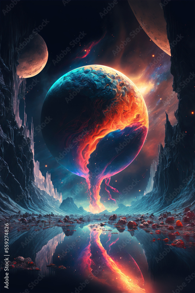 Wall mural planet in space