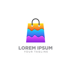 3D colorful shopping bag logo concept vector for your market, shop, and business