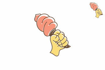 professional hand holding ice cream logo. suitable for any business brand that fit with ice cream