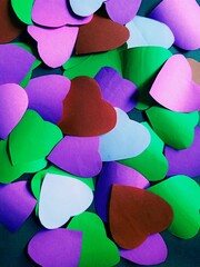 Abstract colourful hearts paper shape background graphic illustration 