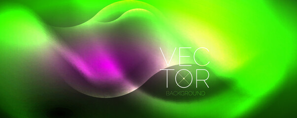 Neon glowing waves, magic energy space light concept, abstract background wallpaper design